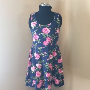 Forever 21 blue ladies dress with roses